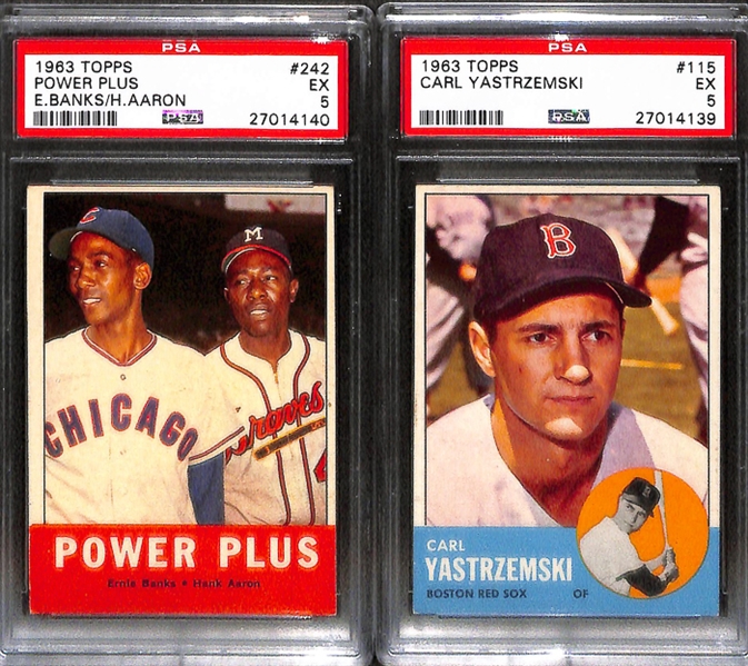 Lot of 5 1963 Topps Baseball Cards w. #250 Stan Musial - PSA