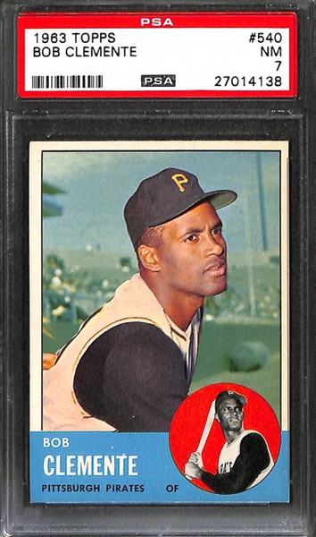 Lot of 3 1963 Topps Baseball Cards w. Bob Clemente PSA 7 & (2) Roger Maris - PSA 5.5 & 5