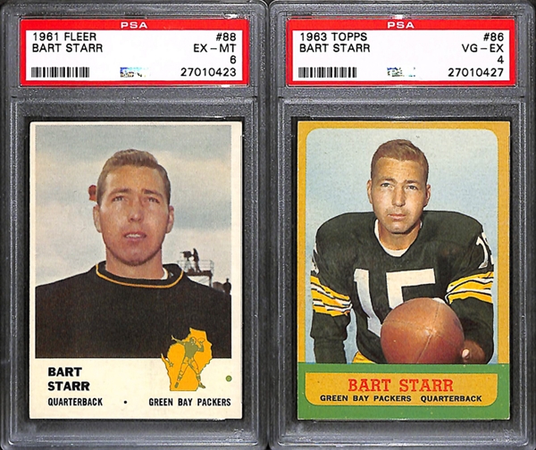 Lot of 5 1961-1971 Topps/Fleer/Philadelphia Football Cards w. Bart Starr - PSA