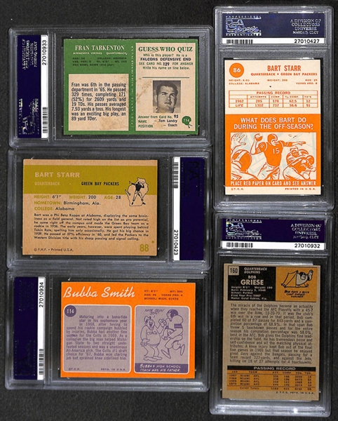 Lot of 5 1961-1971 Topps/Fleer/Philadelphia Football Cards w. Bart Starr - PSA