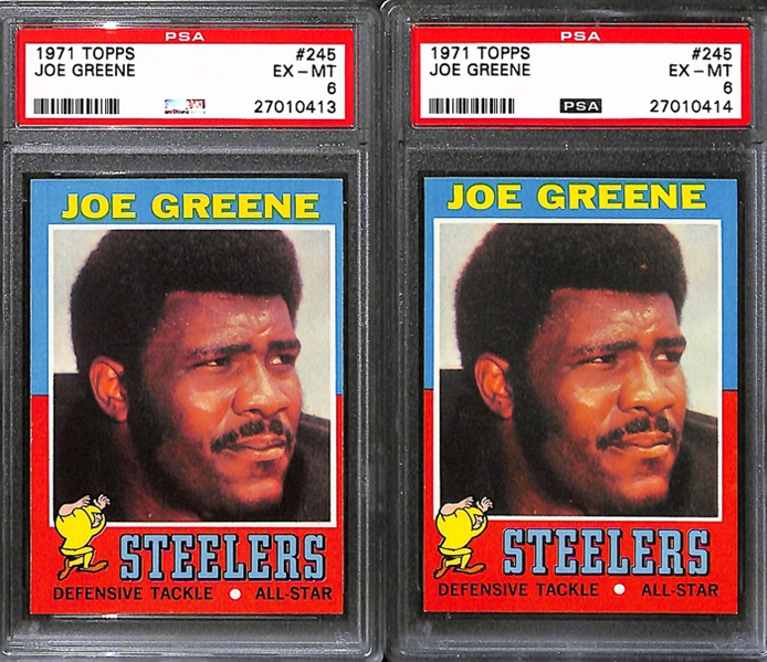 Lot of 5 1971 Topps #245 Joe Greene Rookie Football Cards - PSA 7/6/5