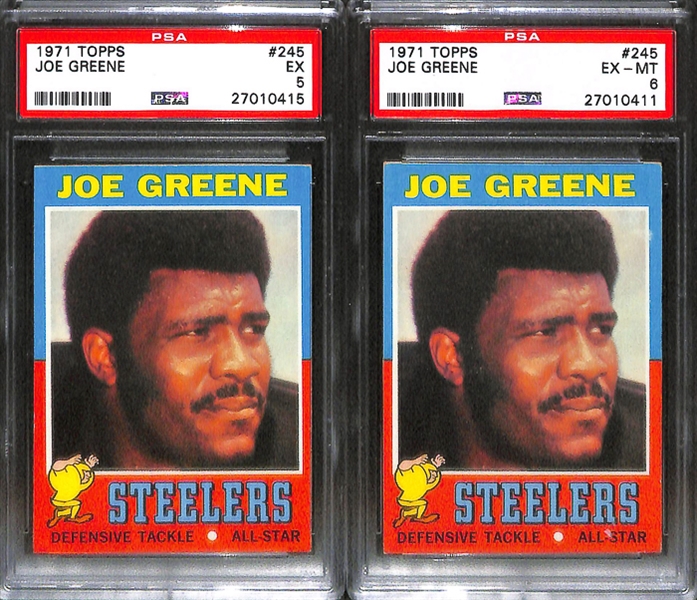 Lot of 5 1971 Topps #245 Joe Greene Rookie Football Cards - PSA 7/6/5