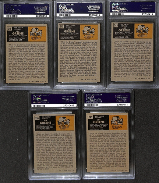 Lot of 5 1971 Topps #245 Joe Greene Rookie Football Cards - PSA 7/6/5