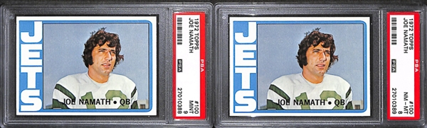 Lot of 6 1970 & 1972 Topps Joe Namath Football Cards - PSA 9/8/7/6