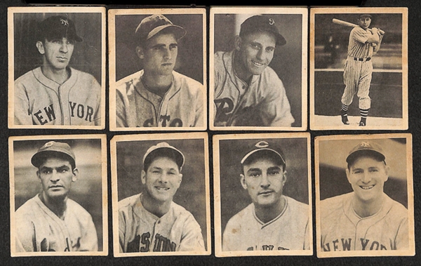 Lot of 8 1939 Playball Cards w. Carl Hubbell & Bobby Doerr