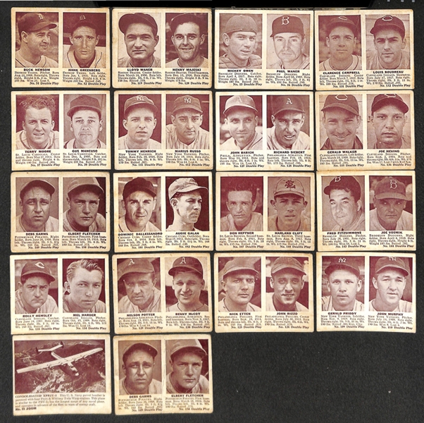 Lot Of 16 Different 1941 Double Play Cards w. Newsom/Greenberg
