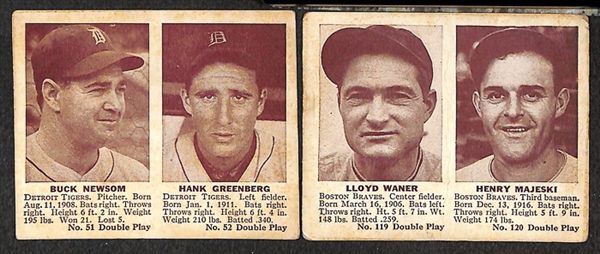 Lot Of 16 Different 1941 Double Play Cards w. Newsom/Greenberg