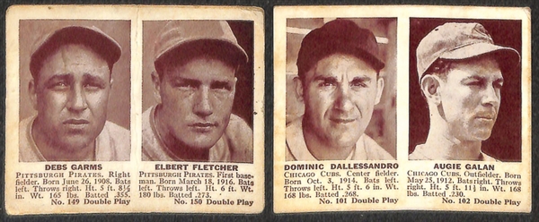 Lot Of 16 Different 1941 Double Play Cards w. Newsom/Greenberg
