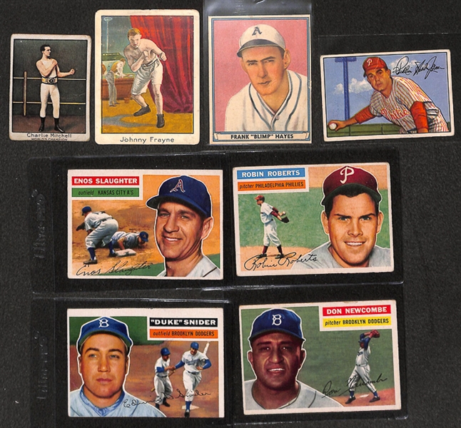 Lot Of 8 Assorted Sports Cards 1910-1956 w. Enos Slaughter