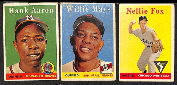 Lot Of 30 1958 Topps Baseball Cards w. Hank Aaron
