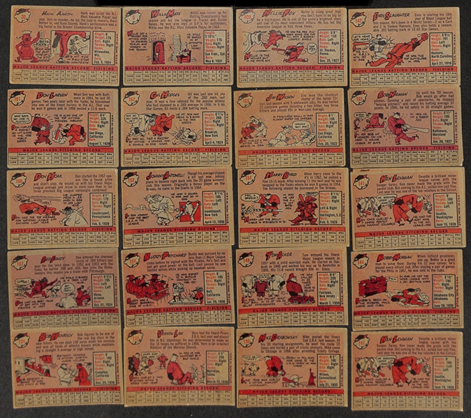 Lot Of 30 1958 Topps Baseball Cards w. Hank Aaron