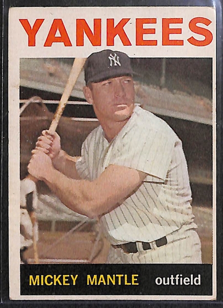 Lot Of 2 1964 Topps Mickey Mantle & 1967 Checklist Cards