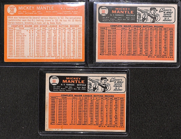 1964 Topps Mickey Mantle & 2 1966 Topps Mickey Mantle Cards
