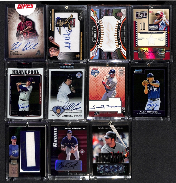 Lot Of 160 Baseball Autogaph Cards w. Alex Gordon & Andre Dawson