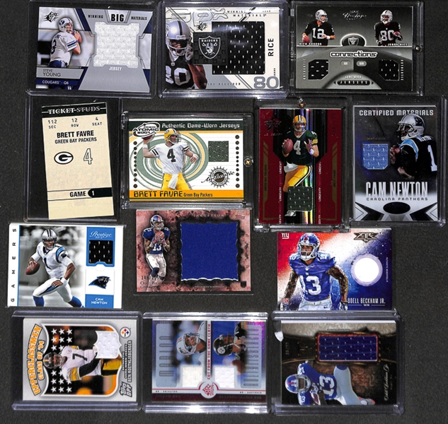 Lot Of 38 Football Stars & HOF Relic Cards w. Bart Starr & Peyton Manning