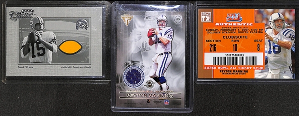 Lot Of 38 Football Stars & HOF Relic Cards w. Bart Starr & Peyton Manning