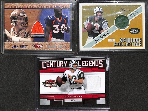Lot Of 38 Football Stars & HOF Relic Cards w. Bart Starr & Peyton Manning