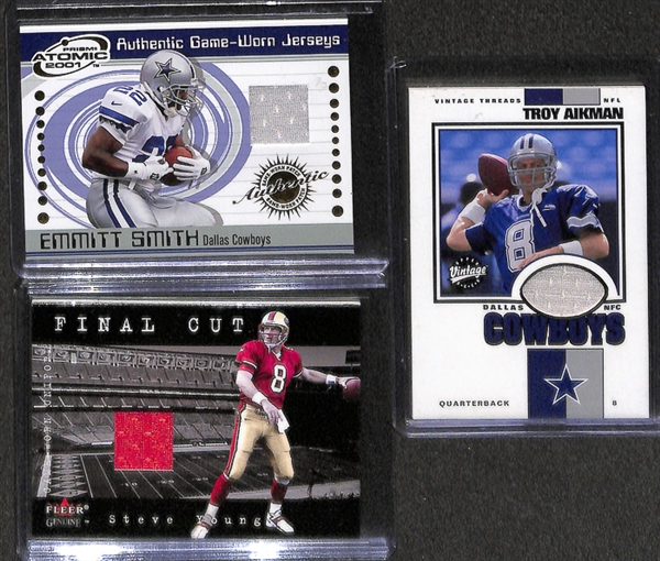 Lot Of 38 Football Stars & HOF Relic Cards w. Bart Starr & Peyton Manning