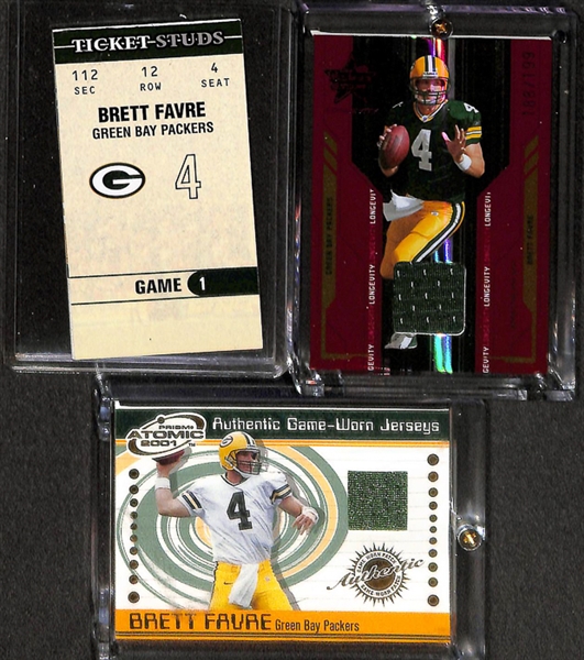 Lot Of 38 Football Stars & HOF Relic Cards w. Bart Starr & Peyton Manning