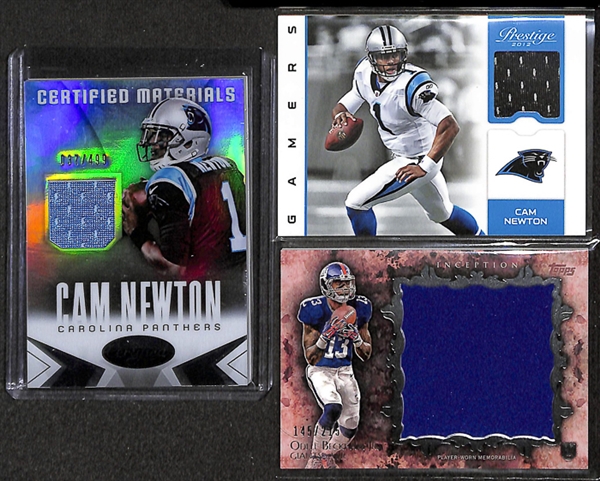 Lot Of 38 Football Stars & HOF Relic Cards w. Bart Starr & Peyton Manning