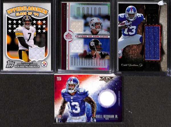 Lot Of 38 Football Stars & HOF Relic Cards w. Bart Starr & Peyton Manning