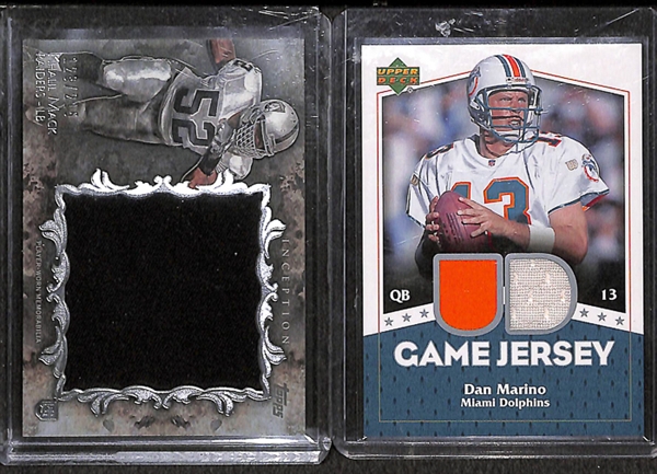 Lot Of 108 Football Relic Cards w. Marino & Roethlisberger