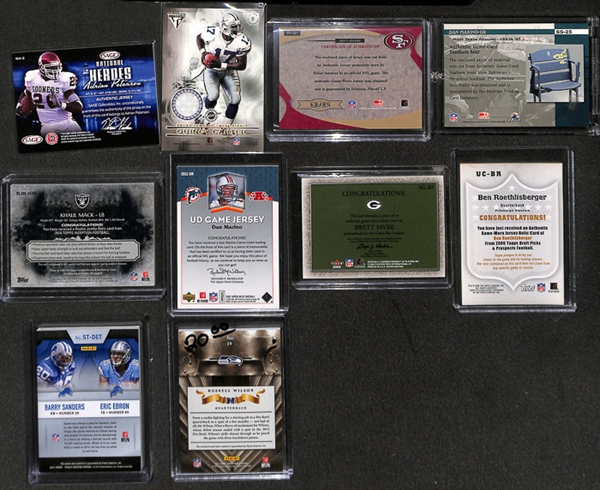 Lot Of 108 Football Relic Cards w. Marino & Roethlisberger