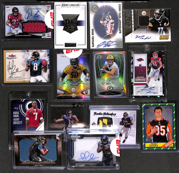 Lot Of 90 Football Autograph & Relic Card w. Langford & Freeman