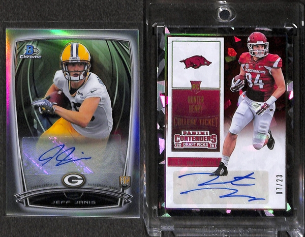 Lot Of 90 Football Autograph & Relic Card w. Langford & Freeman
