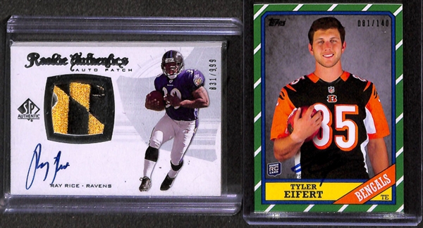 Lot Of 90 Football Autograph & Relic Card w. Langford & Freeman