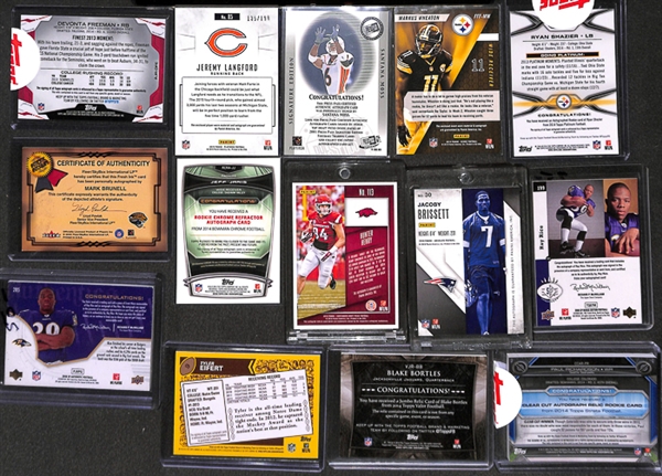 Lot Of 90 Football Autograph & Relic Card w. Langford & Freeman