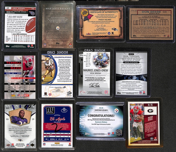 Lot Of 85 Football Autograph Cards w. Bryant & Johnson