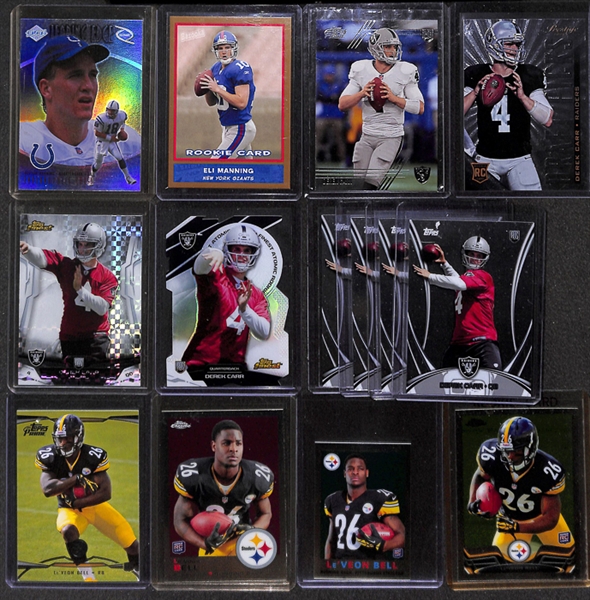 Lot Of 300+ Football Rookie Cards w. Manning/Carr/Bell