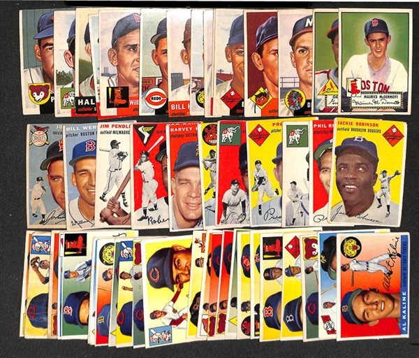 Lot of 52 1952-1955 Topps Baseball Cards w. Jackie Robinson (1954)