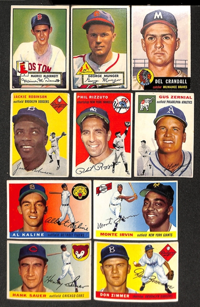 Lot of 52 1952-1955 Topps Baseball Cards w. Jackie Robinson (1954)