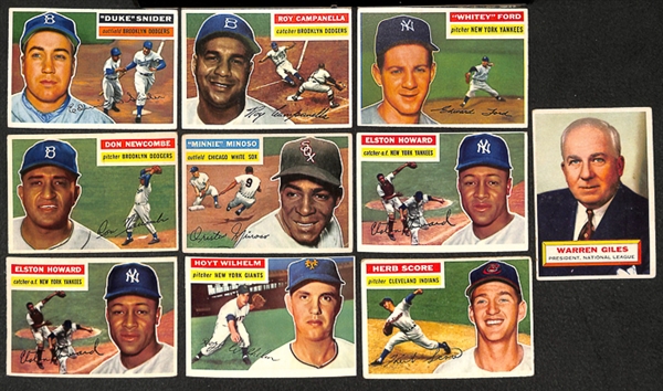 Lot of 77 1956 Topps Baseball Cards w. Duke Snider & Roy Campanella