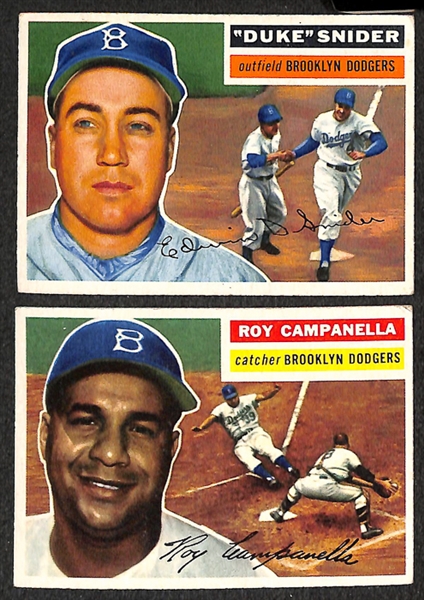 Lot of 77 1956 Topps Baseball Cards w. Duke Snider & Roy Campanella