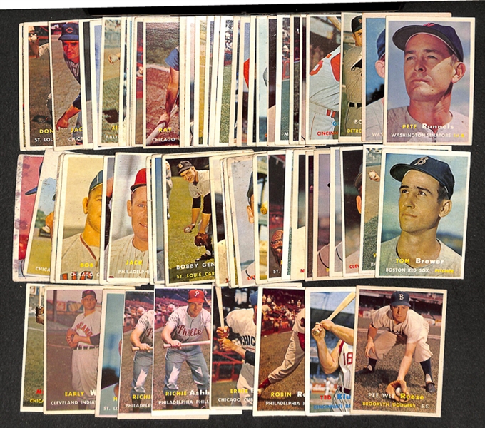 Lot of 68 1957 Topps Baseball Cards w. PeeWee Reese