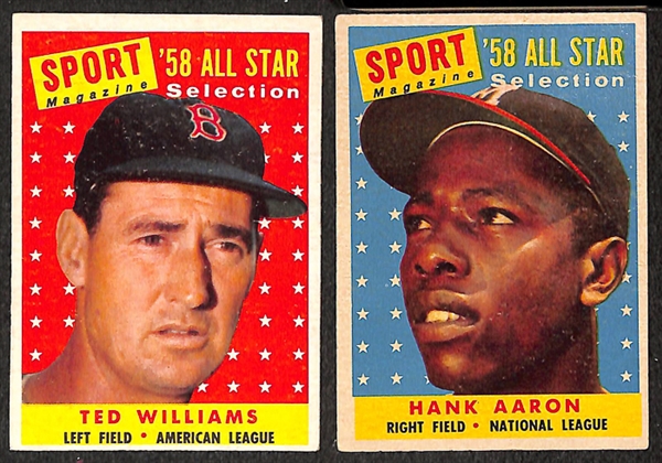 Lot of 130 - 1958 Topps Cards w. Ted Williams All Star Card