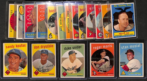 Lot of 18 - 1959 Topps Star Player Cards w. Sandy Koufax