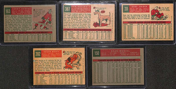 Lot of 18 - 1959 Topps Star Player Cards w. Sandy Koufax