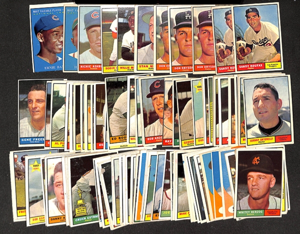 Lot of 110 - 1961 Topps Baseball Cards w. Sandy Koufax x2
