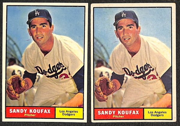Lot of 110 - 1961 Topps Baseball Cards w. Sandy Koufax x2