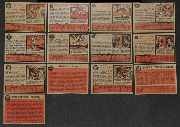 Lot of 95 - 1962 Topps Baseball Cards w. Yogi Berra