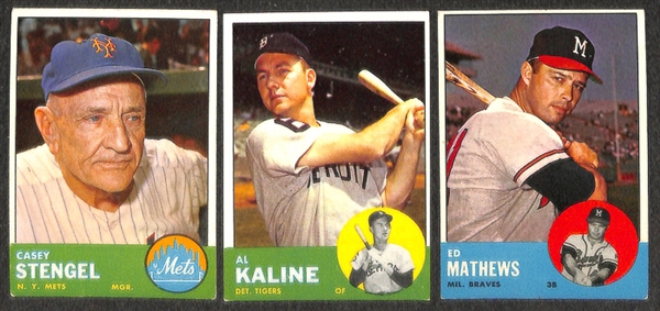 Lot of Approximately 100 Assorted 1963 Topps Baseball Cards w. Stan Musial