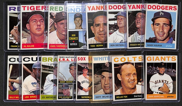 Grouping of 16 - 1964 Topps Star Cards w. Sandy Koufax & Roger Maris