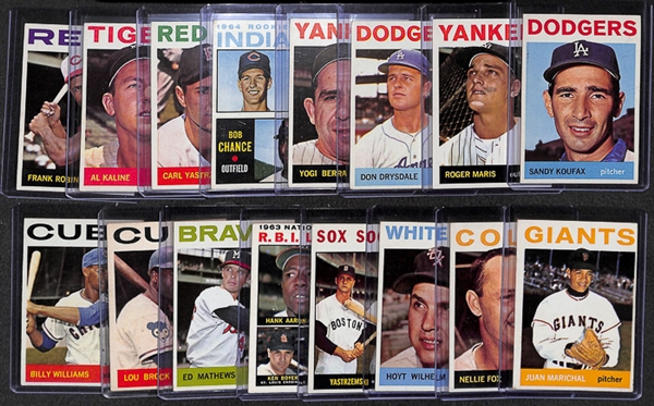 Lot of 16 - 1964 Topps Star Cards w. Sandy Koufax & Roger Maris