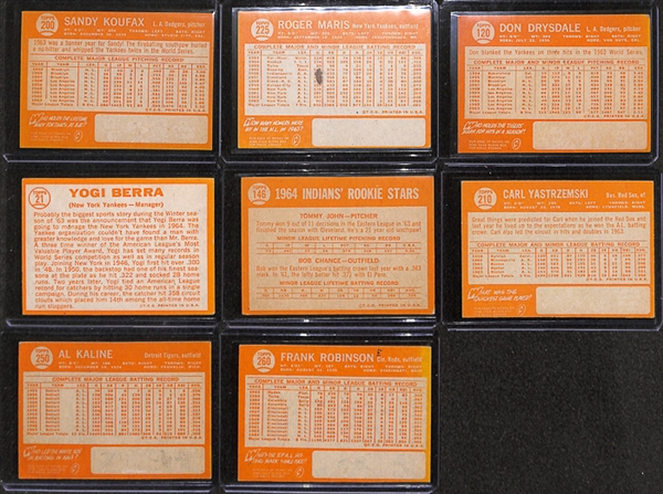 Lot of 16 - 1964 Topps Star Cards w. Sandy Koufax & Roger Maris