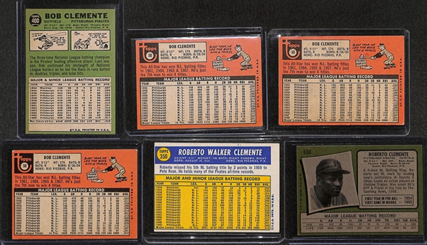 Lot of 6 Topps Roberto Clemente Cards from 1967-1971