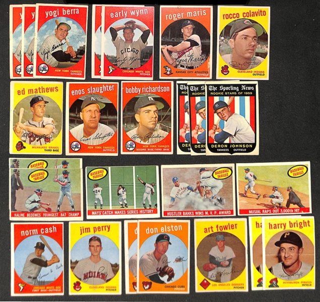 Assorted Lot of 700+ 1959 Topps Baseball Cards w. Yogi Berra x3 & 18 High Numbers